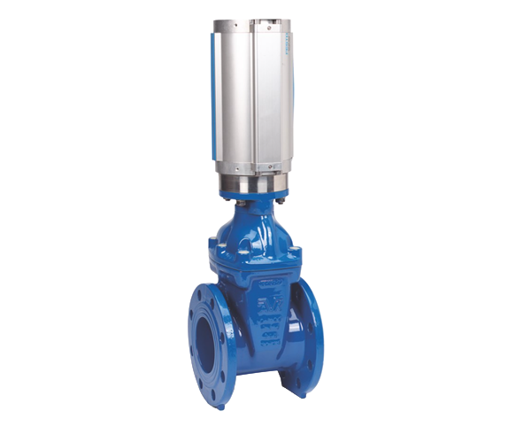 Skydeventil monteret med Festo pneumatisk aktuator